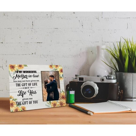 Mother-In-Law Gift Picture Frame 4x6 Photo Sunflower Design Hanging Tabletop - Picture 7 of 11